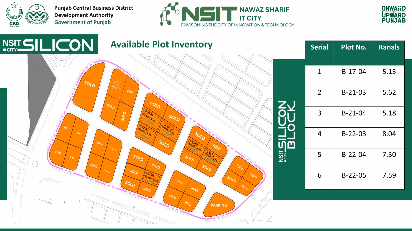 NSIT Silicon Block Available Plots Masterplan Inventory Map